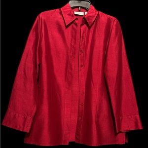 100% Silk Chico's Red Button-Up Blouse size 0